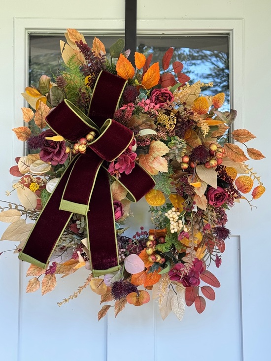 Other - Burgundy Velvet & Autumn Wreath